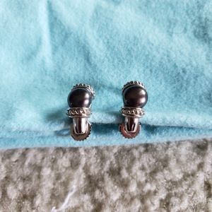 Sterling silver gray pearl earrings